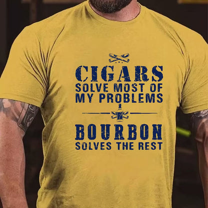 Cigars Solve Most Of My Problems Bourbon / Whiskey Does The Rest T-shirt