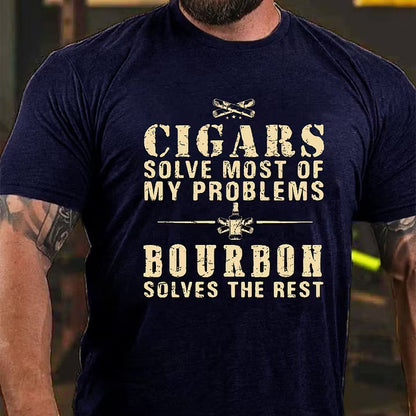Cigars Solve Most Of My Problems Bourbon / Whiskey Does The Rest T-shirt