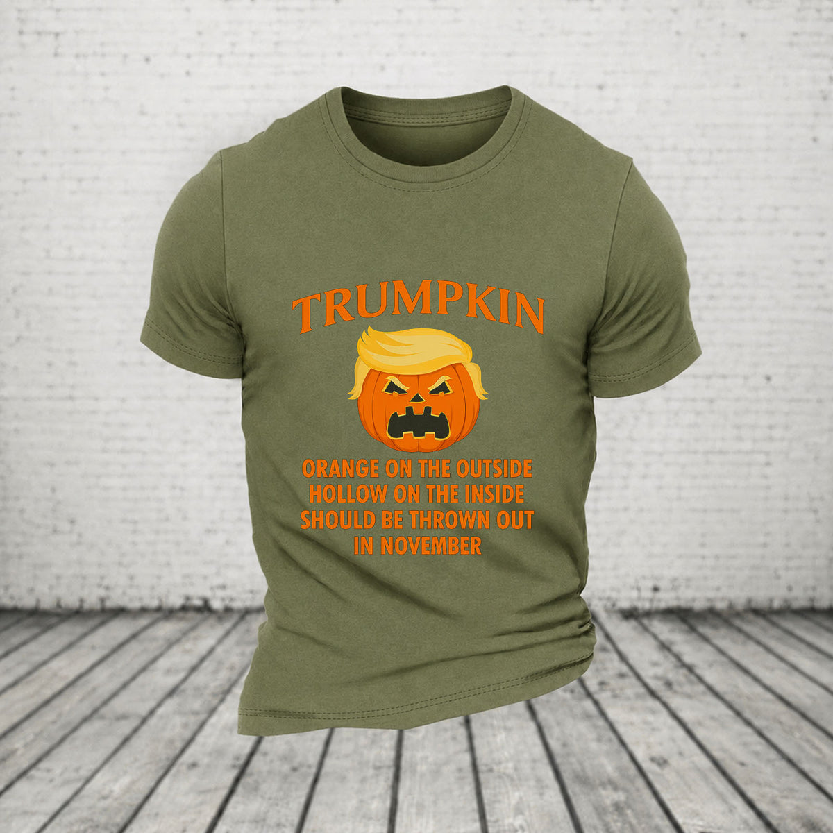 Trumpkin Orange On The Outside Hollow On The Inside Should Be Thrown Out In November Casual Loose Halloween T-Shirt