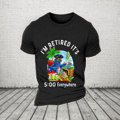 I'm Retired It's 5 O'clock Everywhere Parrot Print Casual T-Shirt