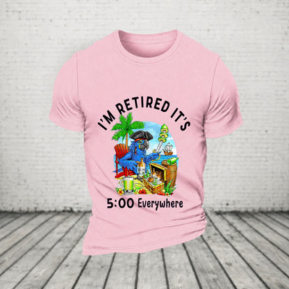 I'm Retired It's 5 O'clock Everywhere Parrot Print Casual T-Shirt