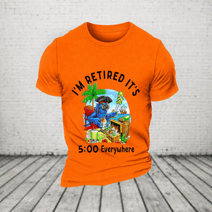 I'm Retired It's 5 O'clock Everywhere Parrot Print Casual T-Shirt
