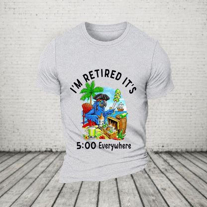 I'm Retired It's 5 O'clock Everywhere Parrot Print Casual T-Shirt