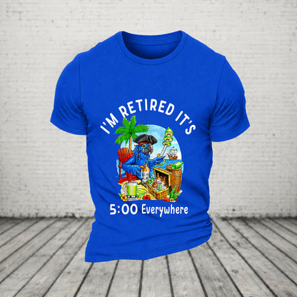 I'm Retired It's 5 O'clock Everywhere Parrot Print Casual T-Shirt