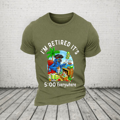 I'm Retired It's 5 O'clock Everywhere Parrot Print Casual T-Shirt