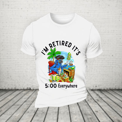 I'm Retired It's 5 O'clock Everywhere Parrot Print Casual T-Shirt