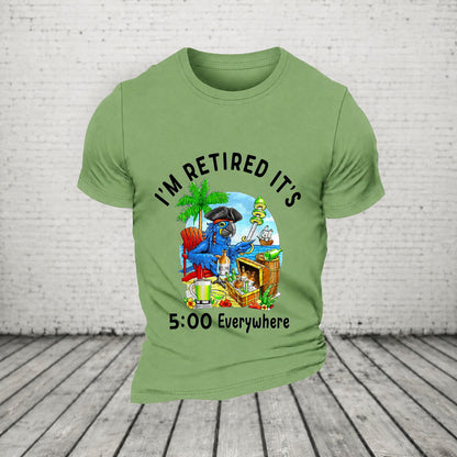 I'm Retired It's 5 O'clock Everywhere Parrot Print Casual T-Shirt