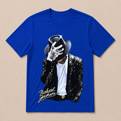 Michael Jackson Diamond Glove And Fedora Hat Print Casual T-Shirt