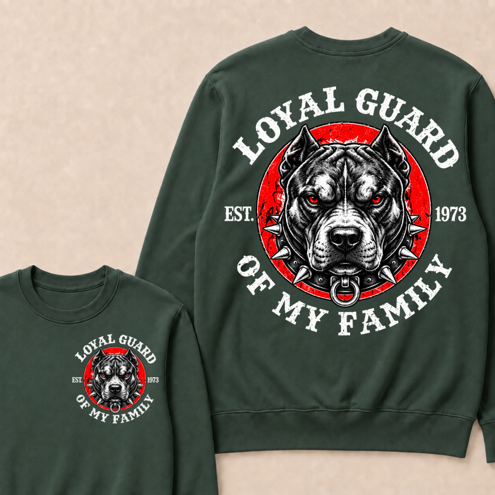 Custom Year Pitbull Loyal Guard Family Crewneck Sweatshirt