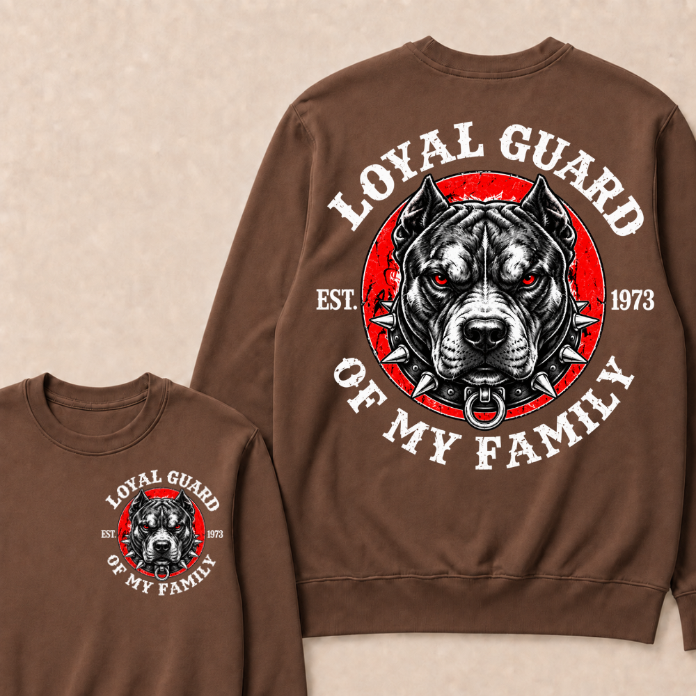 Custom Year Pitbull Loyal Guard Family Crewneck Sweatshirt