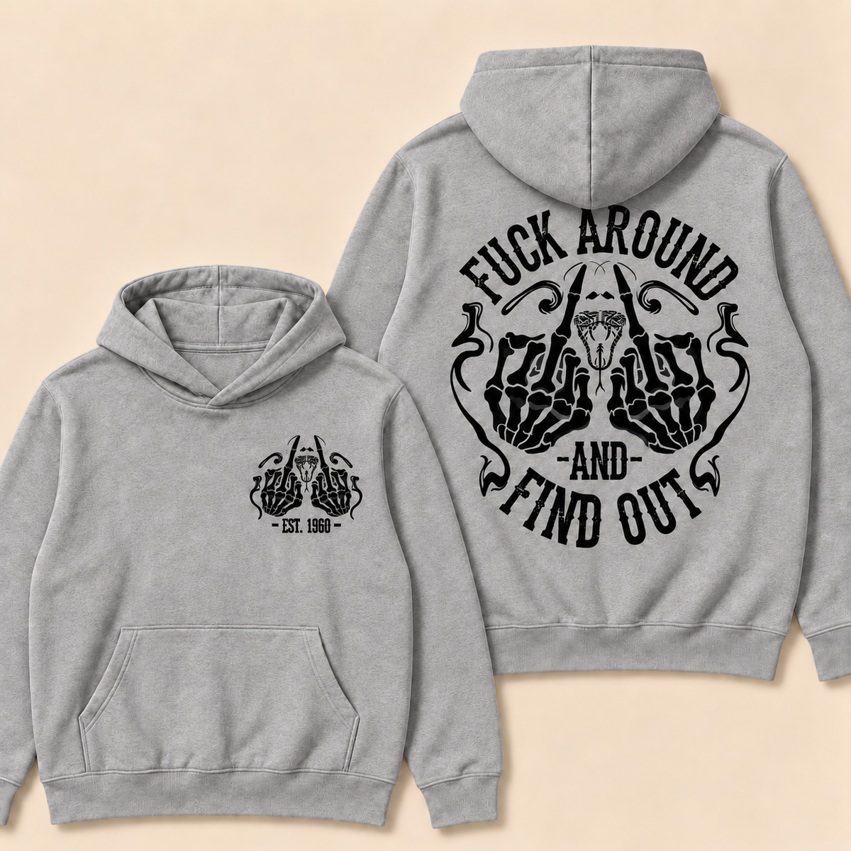 Custom EST.Year Fuck Around And Find Out Print Hoodie