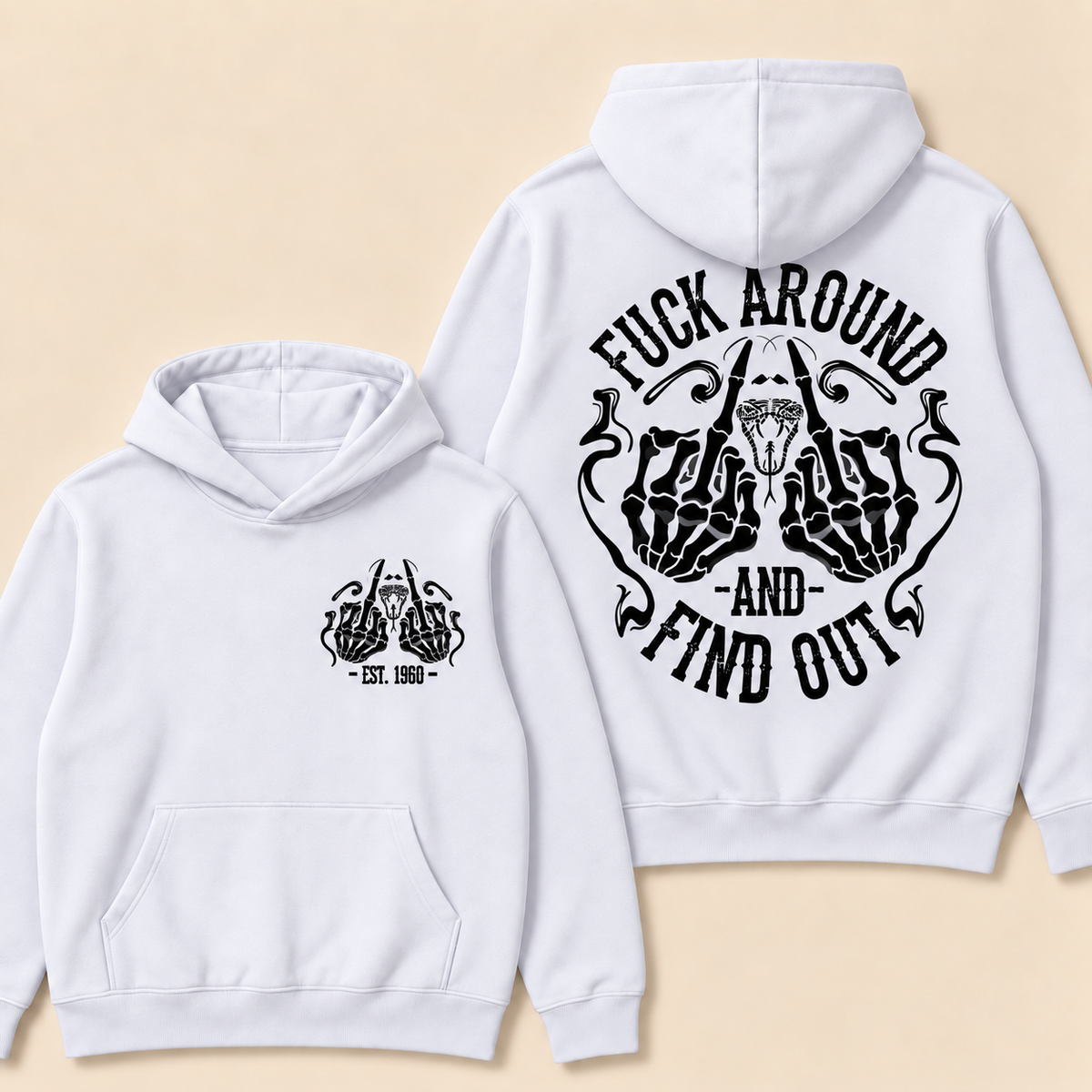 Custom EST.Year Fuck Around And Find Out Print Hoodie