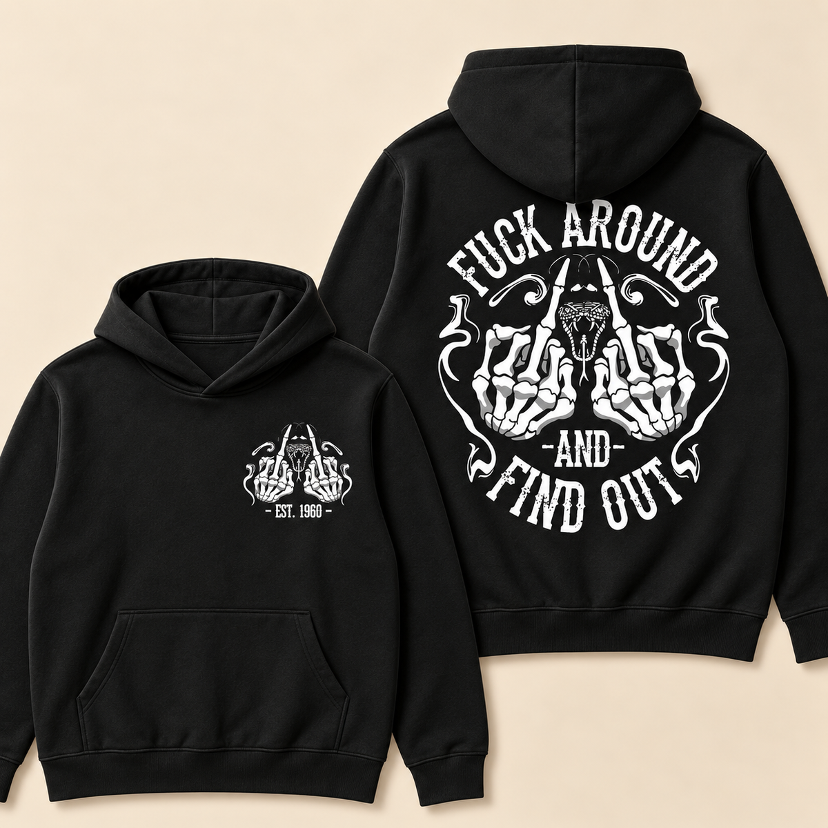 Custom EST.Year Fuck Around And Find Out Print Hoodie