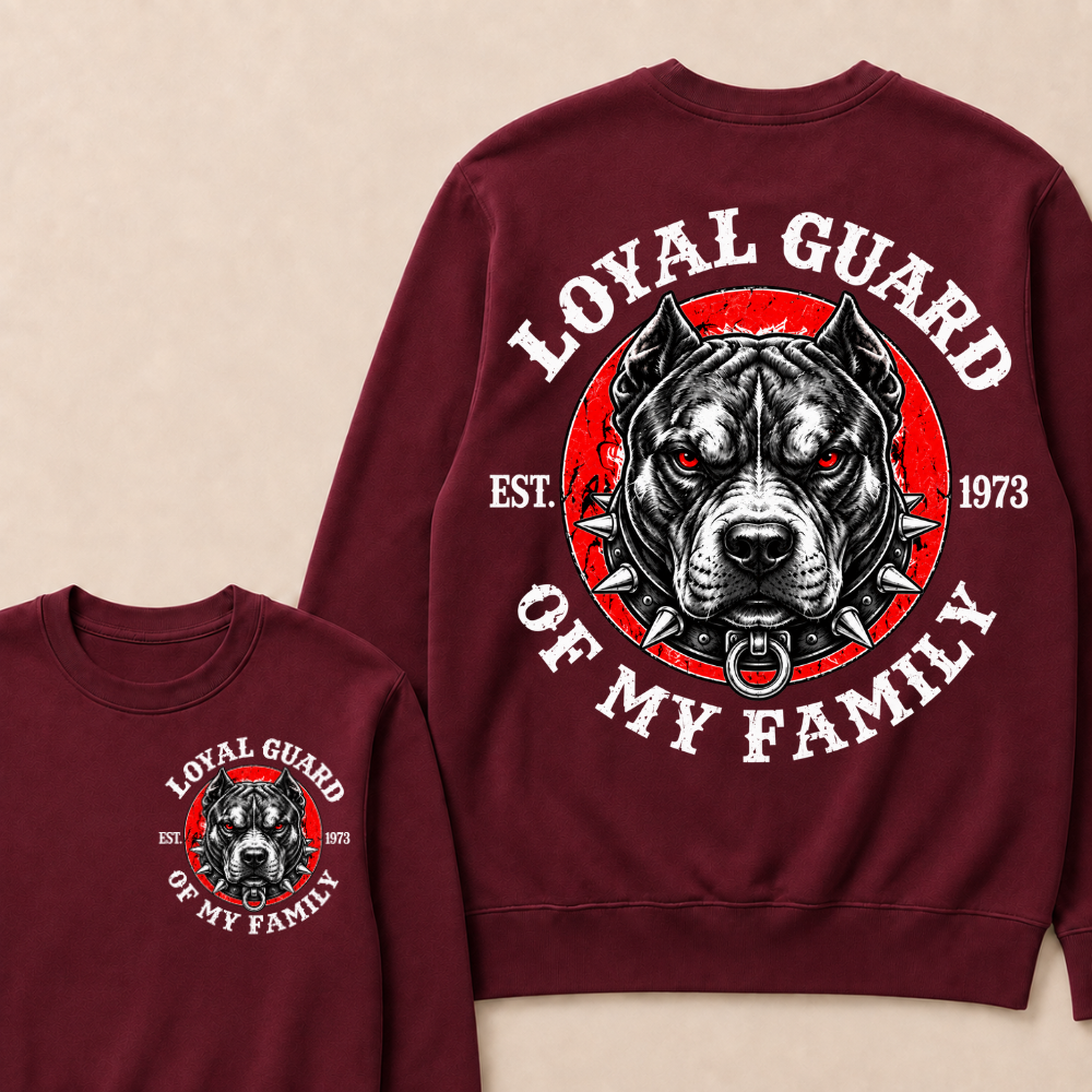 Custom Year Pitbull Loyal Guard Family Crewneck Sweatshirt