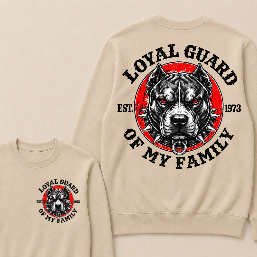 Custom Year Pitbull Loyal Guard Family Crewneck Sweatshirt
