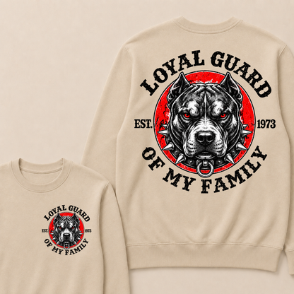 Custom Year Pitbull Loyal Guard Family Crewneck Sweatshirt