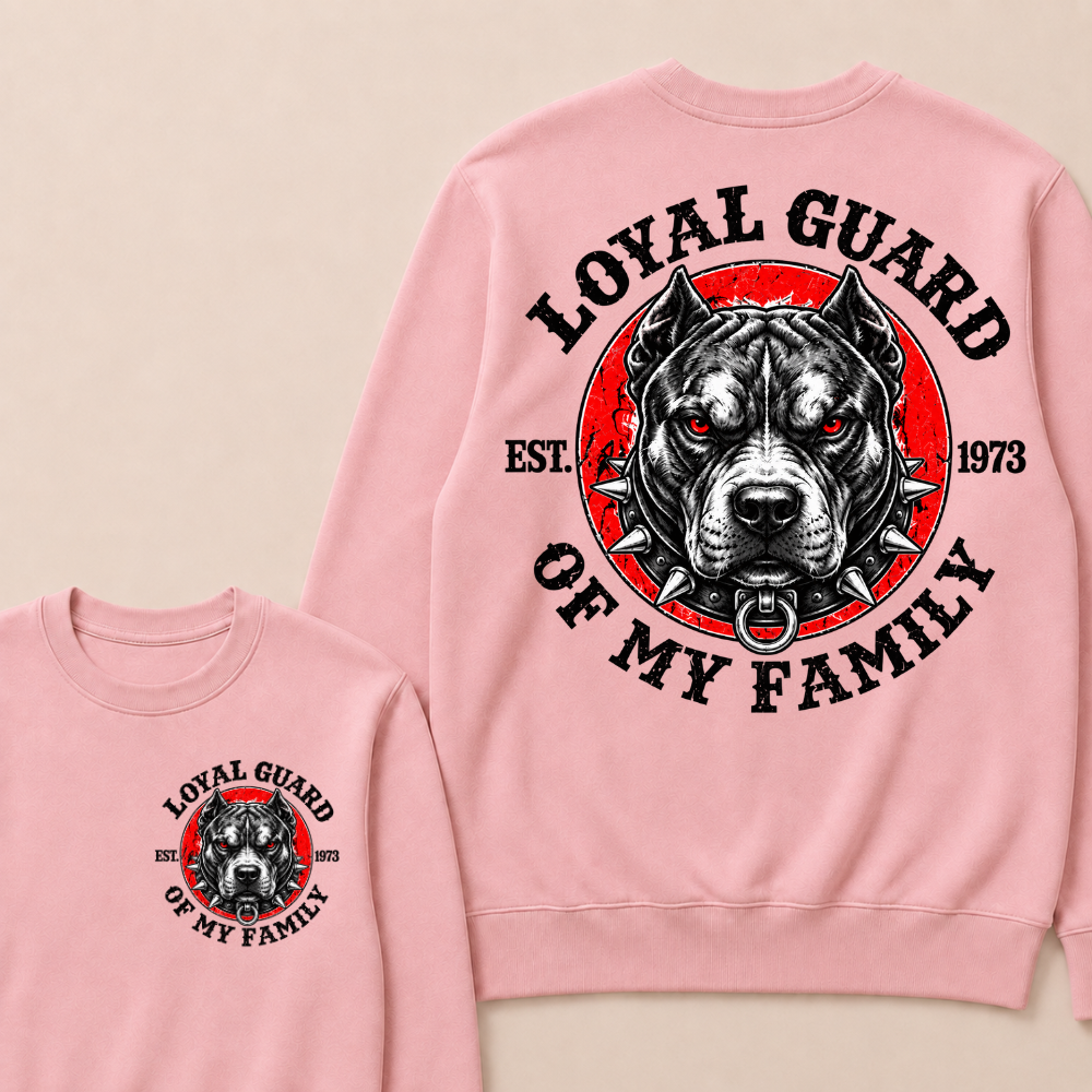 Custom Year Pitbull Loyal Guard Family Crewneck Sweatshirt