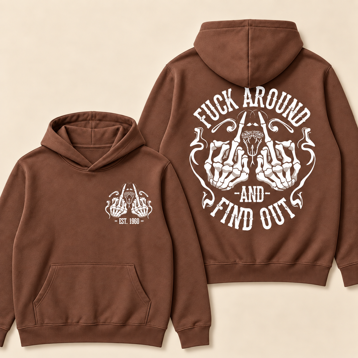 Custom EST.Year Fuck Around And Find Out Print Hoodie