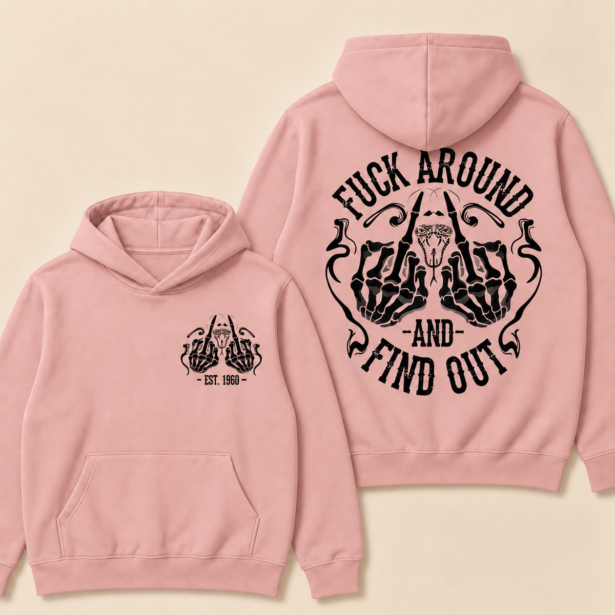 Custom EST.Year Fuck Around And Find Out Print Hoodie