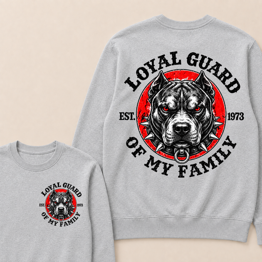 Custom Year Pitbull Loyal Guard Family Crewneck Sweatshirt